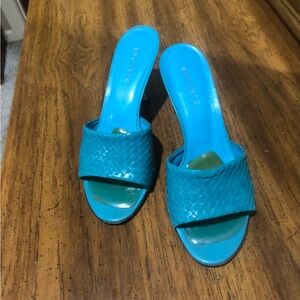 Women's Aqua Blue Slide Sandals